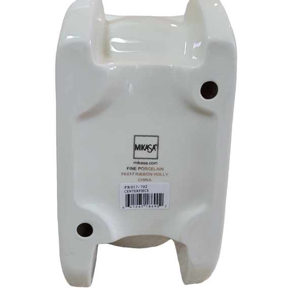 LIKE NEW! IOB Mikasa Porcelain Ribbon Holly Sleigh FK017 Ivory Color With Box - Picture 6 of 15